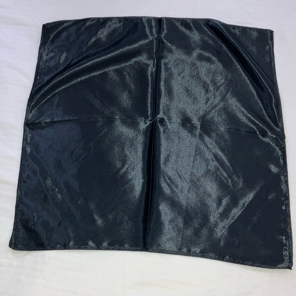 Black silk like scarf perfect for folding into suit jacket pocket - Picture 5 of 12